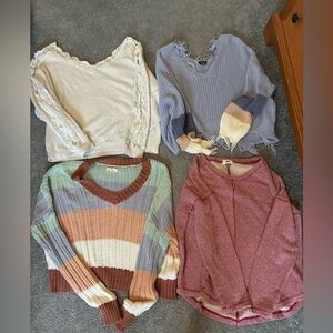 Women’s Lot Of 4 Sweaters Size Large; Rue 21, Aeropostale, Old Navy, SHEIN